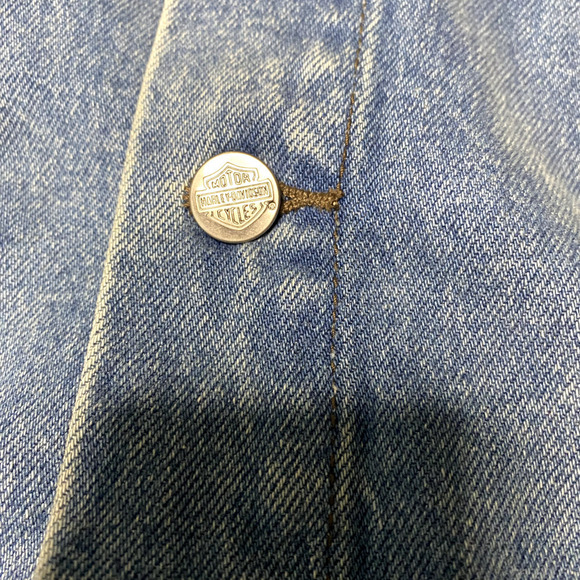 Vintage Harley Davidson Denim Jacket Embroidered Patch Blue Biker‎ XLARGE Men - Picture 7 of 12
